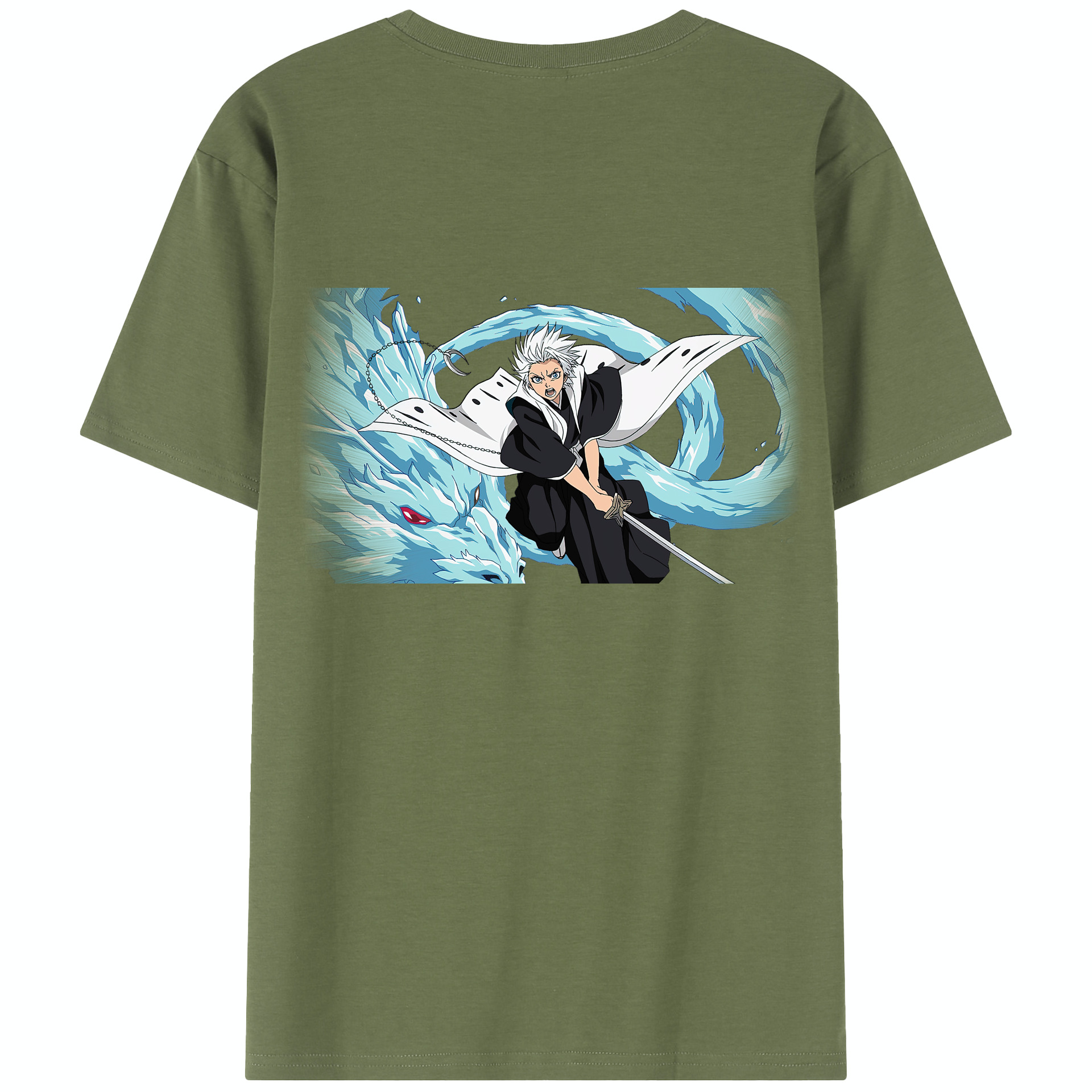 （画像用） ブリーチ 日番谷冬獅郎（ひつがや とうしろう） BLEACH Hitsugaya Toushirou 綿100％半袖Tシャツ（背面プリント）